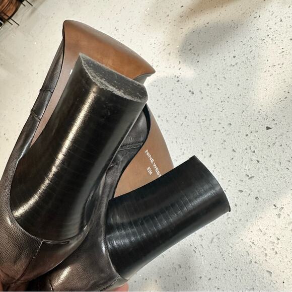 Nine West Ourson Boho Antique Gray Mid Calf Chunky Heeled Boots Round Toe 8.5 - Picture 12 of 15